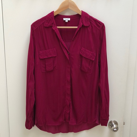 Splendid shirt - half button-up with collar - fuchsia - L - Picture 3 of 8